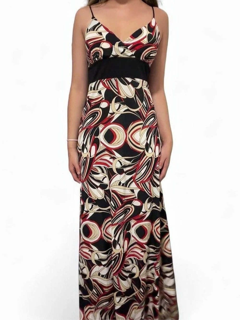 Majora Abstract Maxi Dress in Black & Red